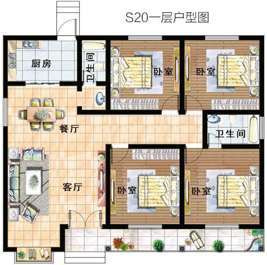 别拿一层不当别墅3套一层户型图纸农村省钱建房的最佳选择