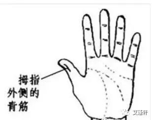 大拇指的外侧也有青筋,说明从小就患有头痛,头晕,多数都是先天不足