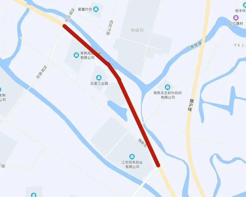 前往古里方向:虞东公路-古里镇区道路(金湖路,银河路,铁琴路等.