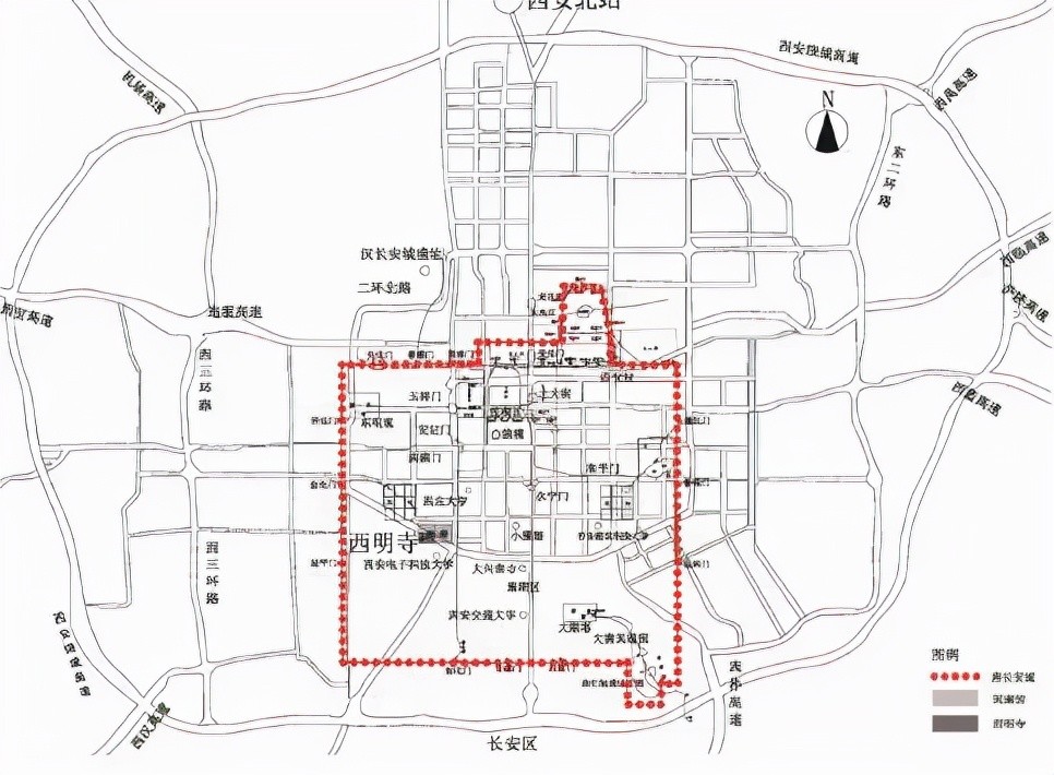 西明寺位置示意图 图源:唐浩川《唐长安西明寺建筑研究》