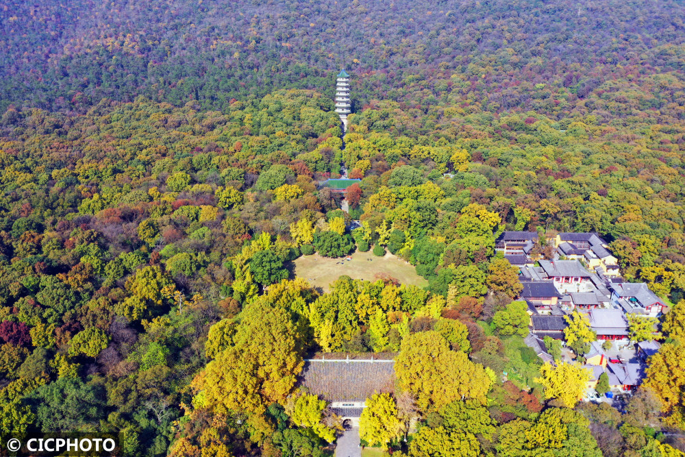 摄2021年11月13日拍摄的江苏南京钟山风景区前湖公园月牙堤景色