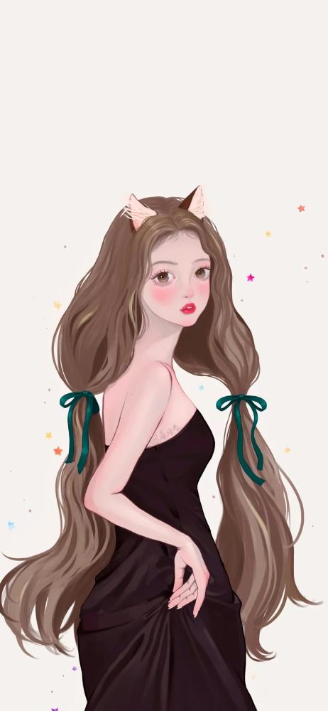 手机壁纸女生插画