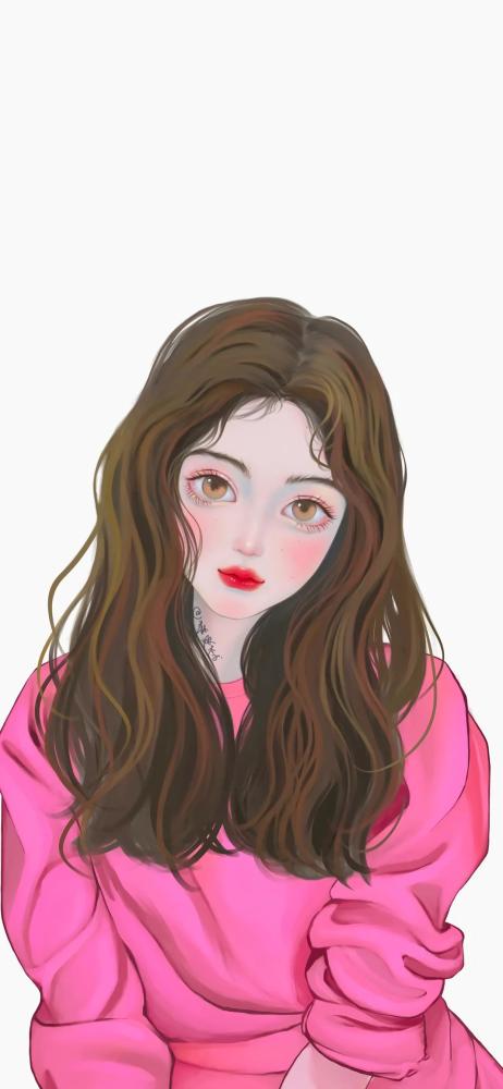 手机壁纸女生插画
