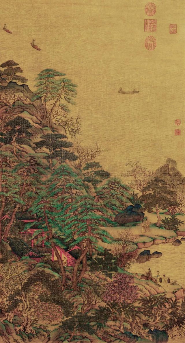 中国古美術 唐代 李思訓款 山水画 掛軸 絹布 肉筆 唐物 書道 古画 收藏逸品 中国古美術 唐代李思訓款 山水図 掛軸 絹布 肉筆 唐物 書道 古