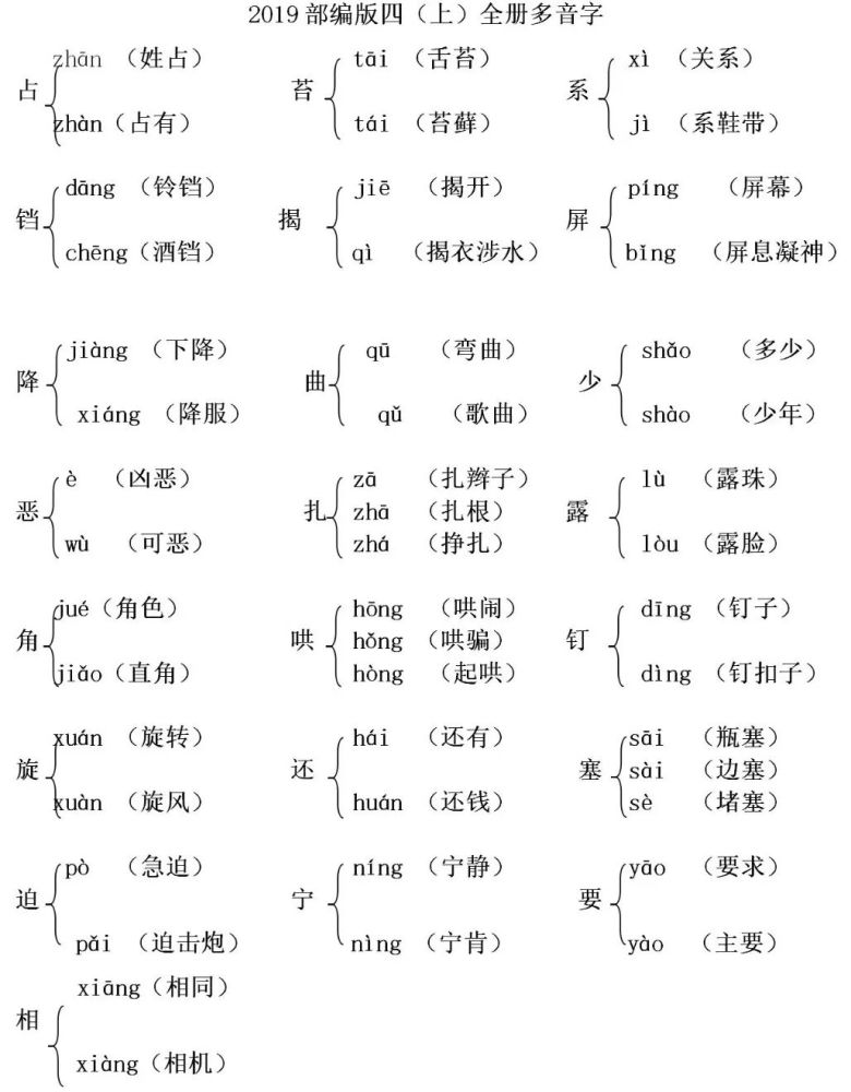 四年级上册全册多音字可下载