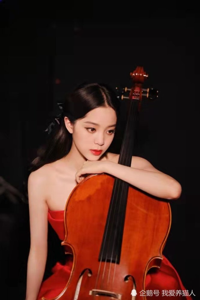欧阳娜娜穿红裙拿大提琴,不亏是才女