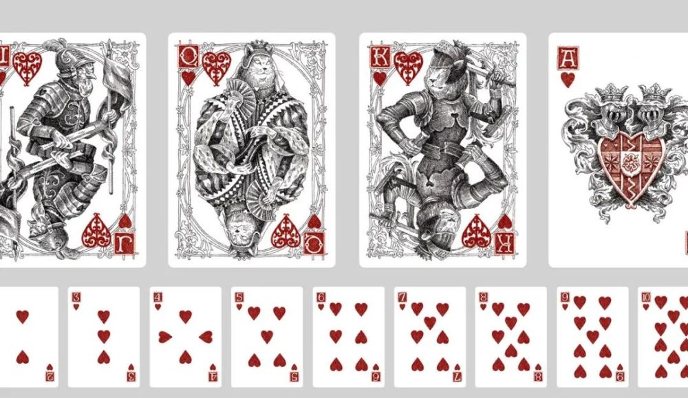 插画扑克牌上的动物战争