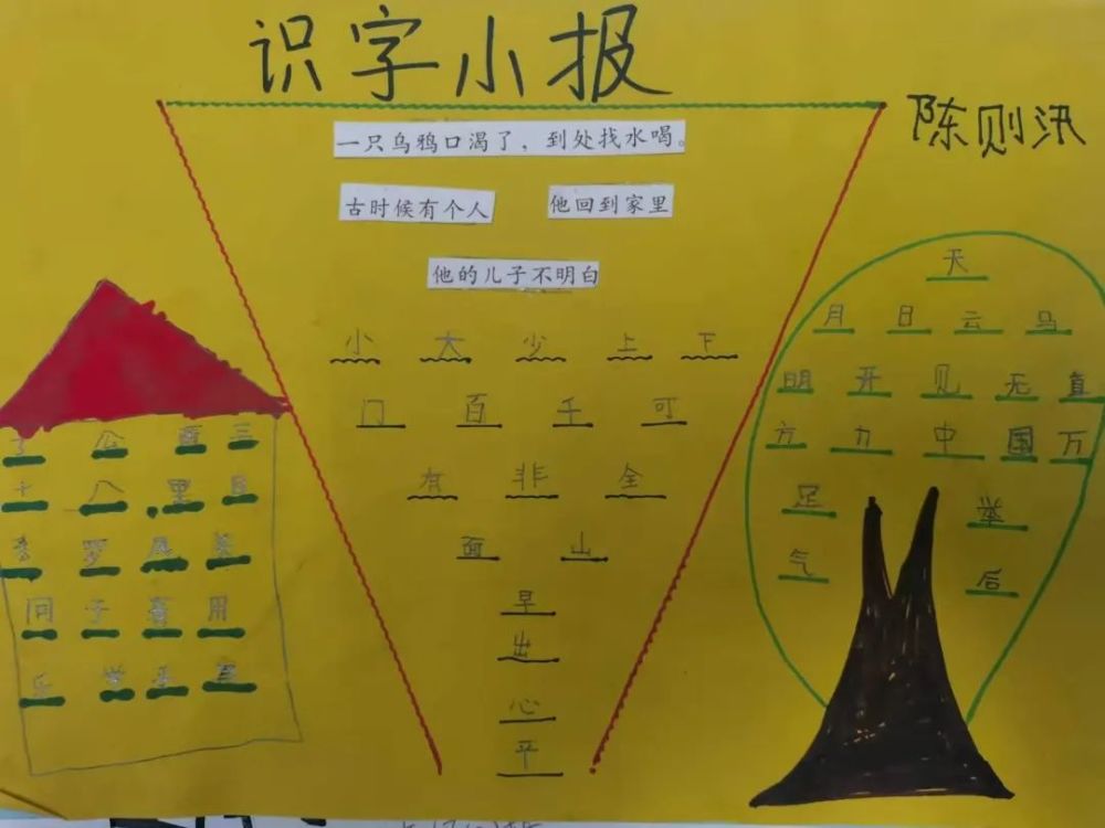 识字小报制作时,学生用a4彩纸做底,用胶水粘贴等多种方法制作.