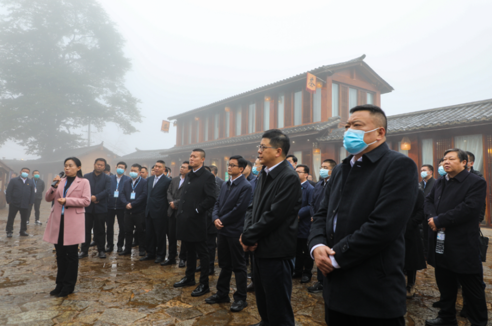 与会人员在泸西县旧城镇河民村观摩调研