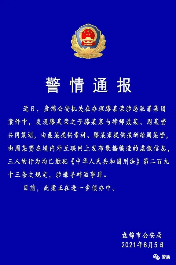 了盘山县公安局提请批准逮捕的聂敏,周筱趕,滕若寒涉嫌寻衅滋事罪案件