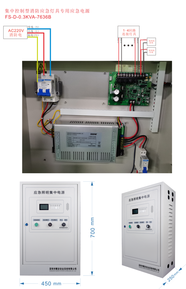 2kva-7624b)应急照明集中电源(fs-c-75w-7610b)应急照明控制器(壁挂)