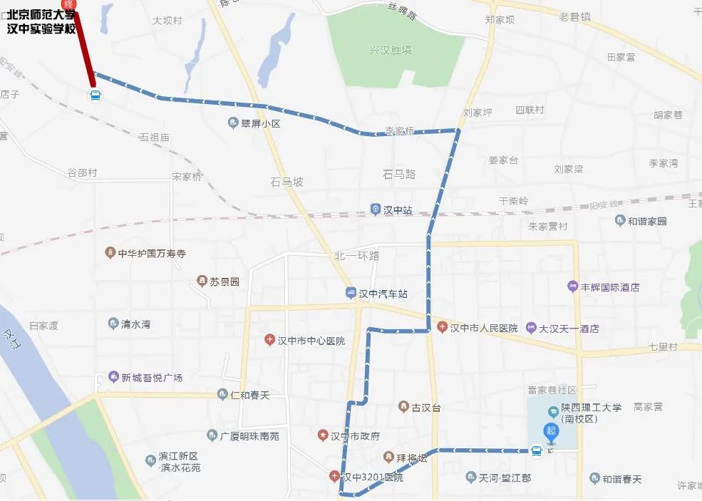 汉中一公交车线路延伸