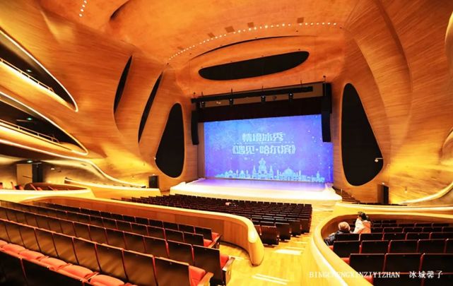剧场内采用多岛式看台的流线造型与建筑外造型的整体风格相统一.