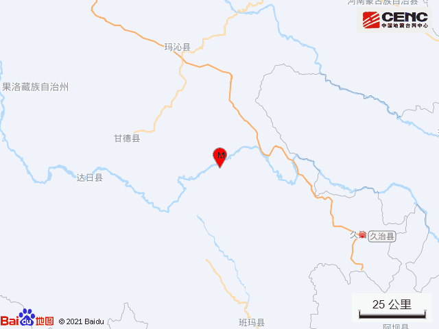 青海果洛州久治县发生3.1级地震