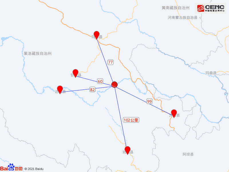 青海果洛州久治县发生3.1级地震