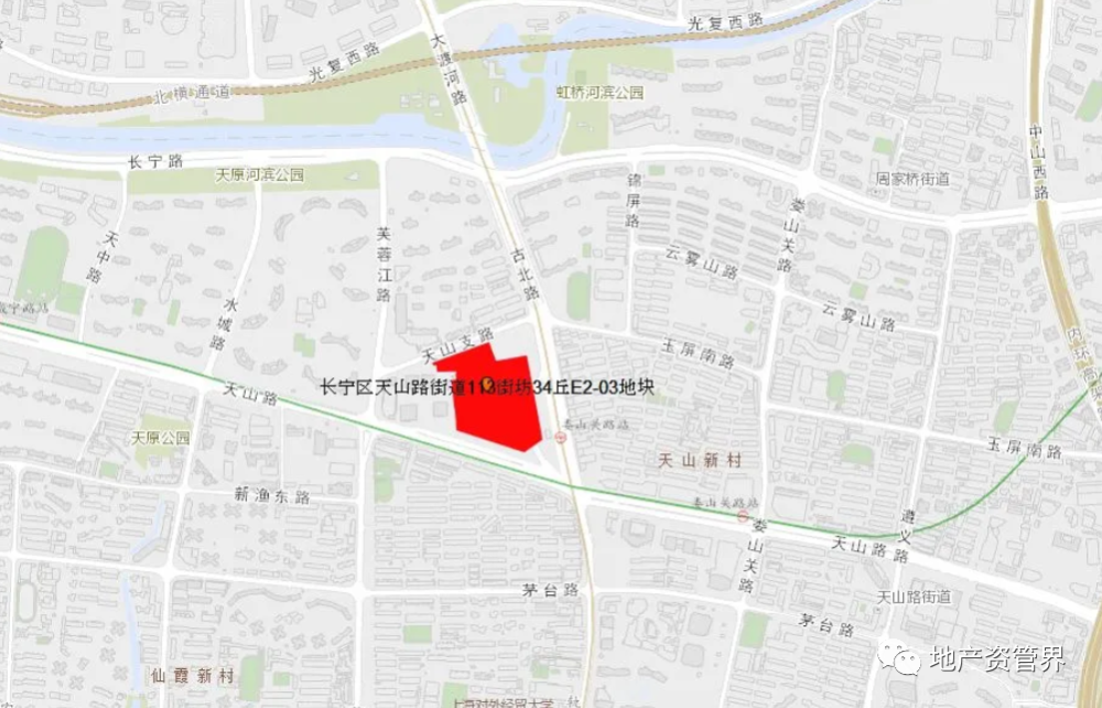 据了解,长宁区天山路街道113街坊34丘e2-03地块东至古北路,南至天山