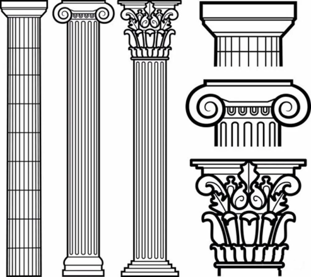 希腊古典建筑有三种主要柱式,分别是:多立克柱式,爱奥尼柱式和科林斯
