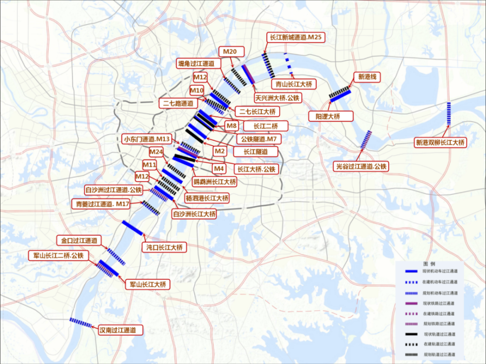 《长江干线过江通道布局规划(2020-2035)》 图源:武汉交通院 前期,市