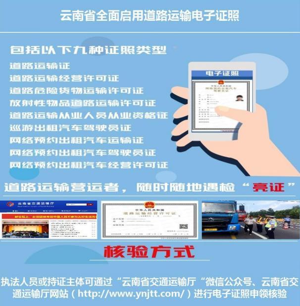 全国首张部省联网的道路运输电子证照在云南颁发!如何