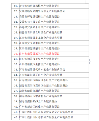 德州市唯一乐陵入选全国农业全产业链典型县