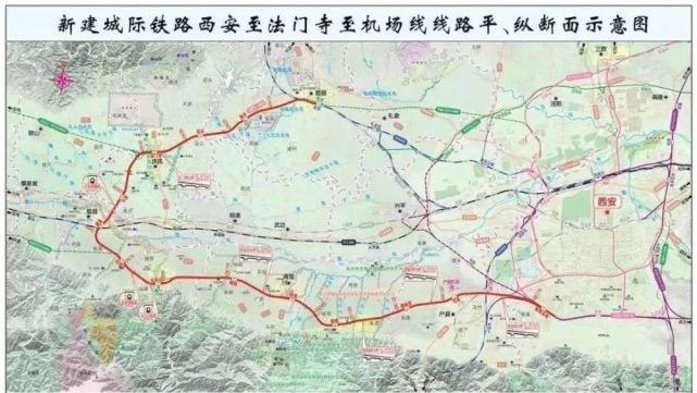 原西安至法门寺城际铁路 线路示意图其中:阎良至咸阳机场城际铁路未