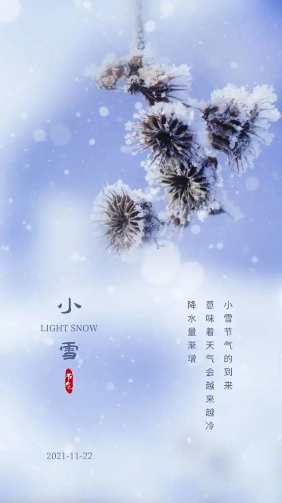 小雪图片配图大全简单带字,适合小雪节气的文案句子祝福问候语