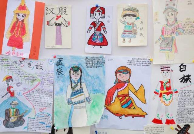 中国民族服饰绘画二十四节气知识卡片地理手抄报看完这些作品,是不是