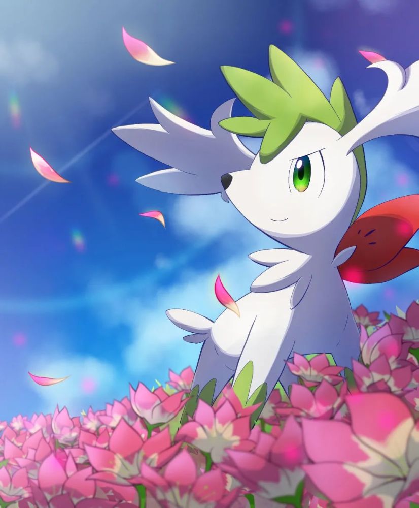 シェイミ,英文:shaymin)是草属性幻之宝可梦,天空形态的谢米是草属性