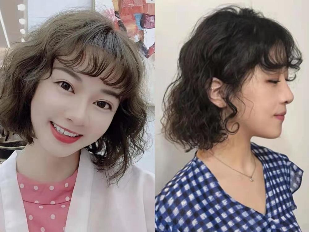 在一刀切或者波波头的基础上,把头发烫出卷曲的卷发效果,也非常时髦