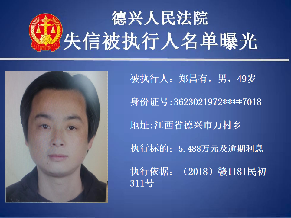 重磅德兴法院发布失信被执行人名单金融案件专期