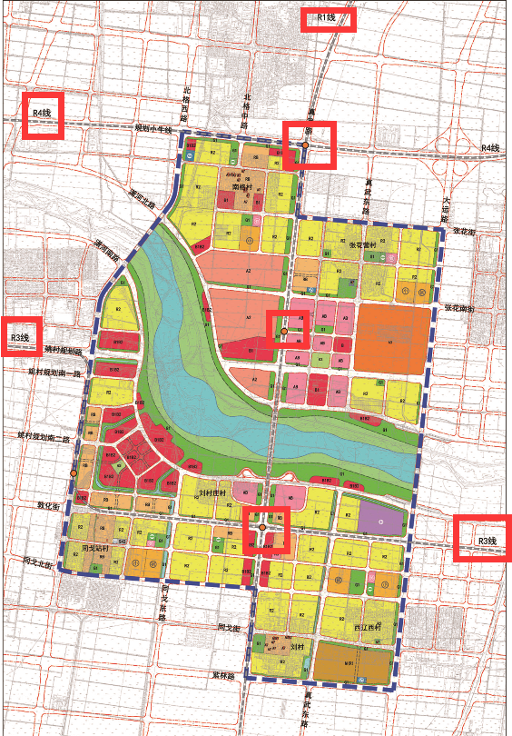 潇河园区道路交通规划,磁悬浮r1,r3,r4走向确定,这些地方有站点