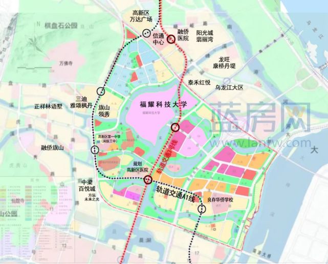 校园选址福州高新区南屿镇流洲岛,总占地约1286亩,紧邻福州大学城和