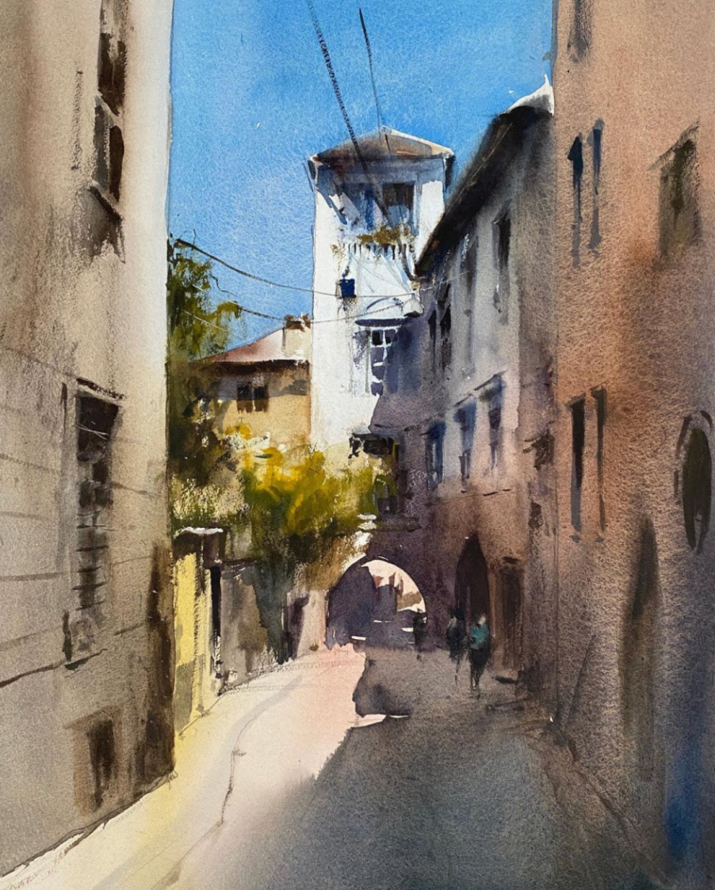 水彩建筑街景,画师sergei kurbatov