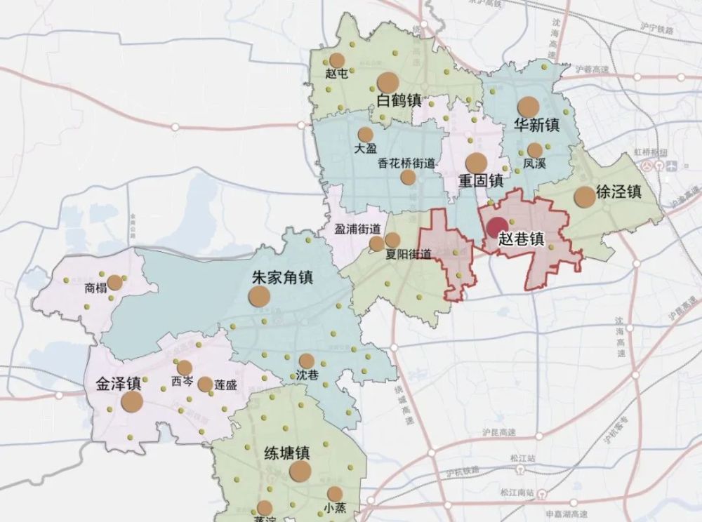 佘山镇,西侧与夏阳街道相邻,北侧分布有香花桥街道,重固镇,华新镇,总