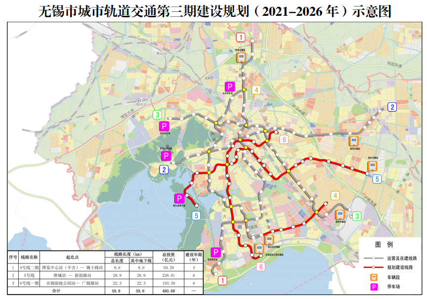 无锡地铁4号线二期5号线6号线一期批复了