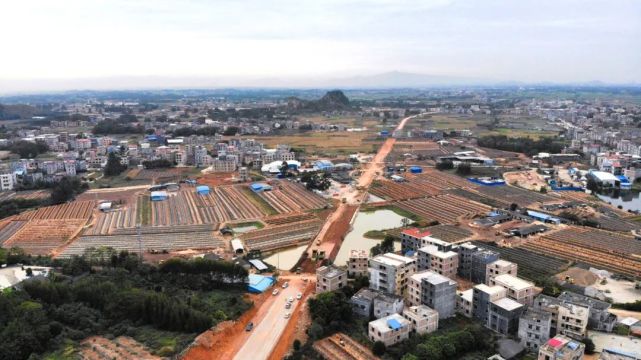 线贵港市南环路至瓦塘公路(改扩建)工程项目起点至新塘镇段现场看到