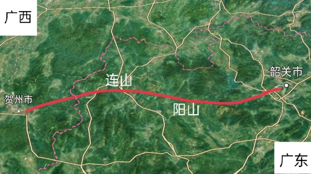 粤北高速公路广东韶关市途经清远市阳山和连山和再进入广西贺州市