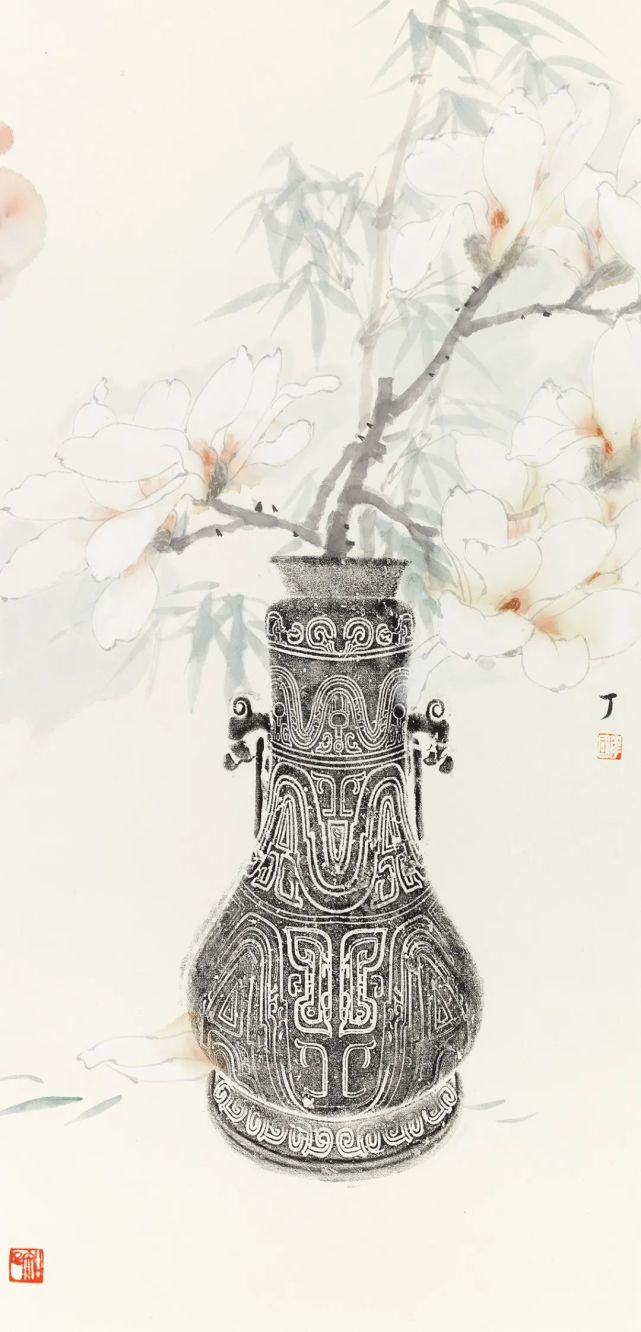 《拓片花鸟画系列2-丁彦国-34x69cm,纸本,2021