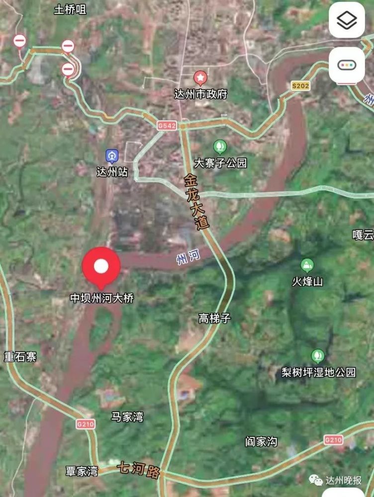 起点为长田新区与规划的滨河路交叉(原达州市造纸厂)位置,西接营达