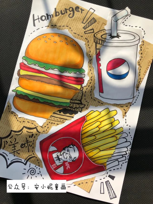 少儿美术汇|美食主题创意儿童画课例,饿了吗?来画好吃的吧!