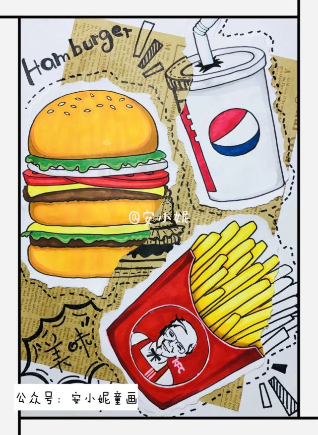 少儿美术汇|美食主题创意儿童画课例,饿了吗?来画好吃的吧!