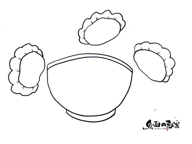 步骤三:继续利用勾线笔和水彩笔对饺子进行装饰,添加不同的表情符号使