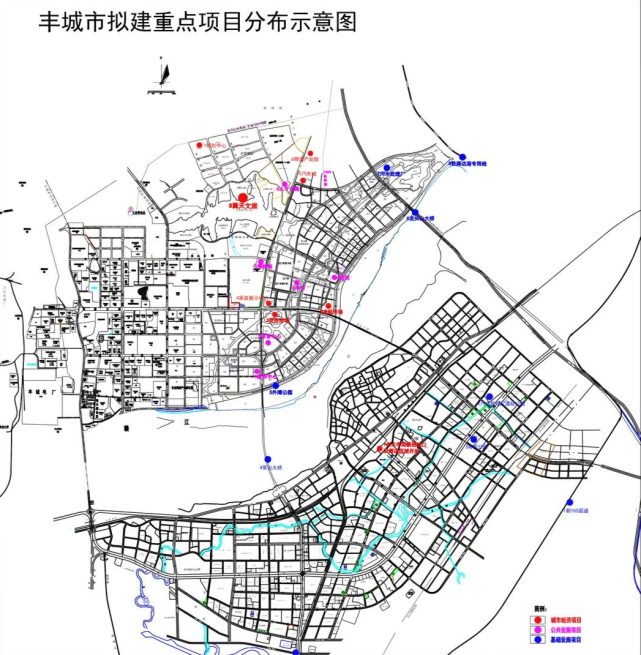 基础设施项目:新105国道改线,污水处理厂遗址公园,商贸公园,紫云大桥