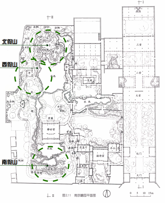 瞻园全景▼ 瞻园平面图(西园)及三假山布局▼ 瞻园静妙堂布局▼ 静妙