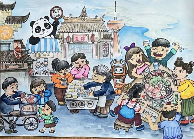 创建国家食品安全示范城市——成都小画家们开展啦!