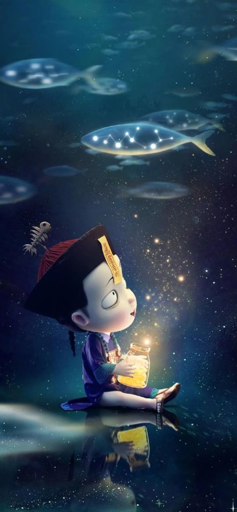 壁纸僵小鱼可爱卡通手绘手机壁纸