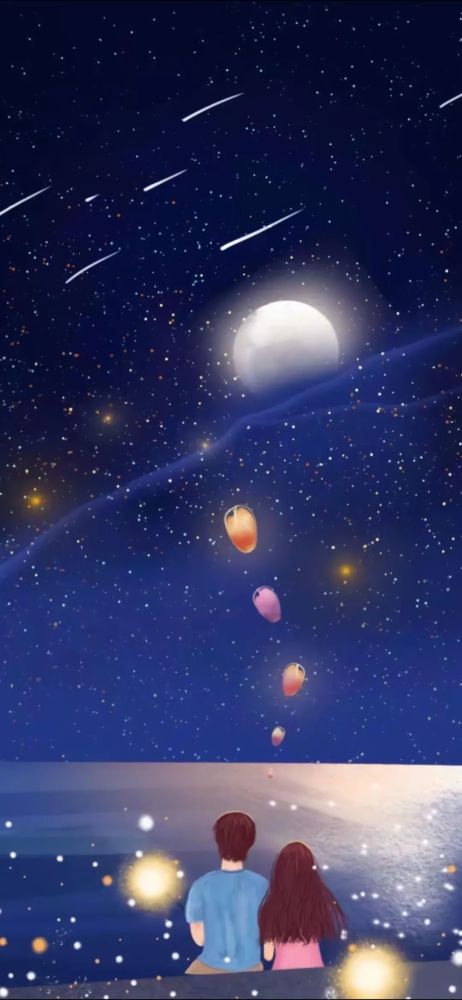 壁纸梦幻情侣插画壁纸