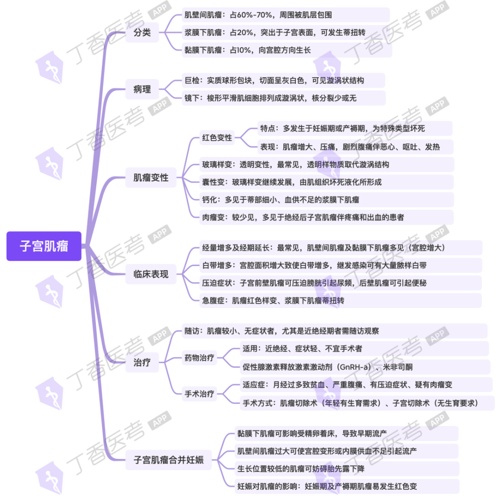 思维导图 | 记忆子宫肌瘤的重要考点