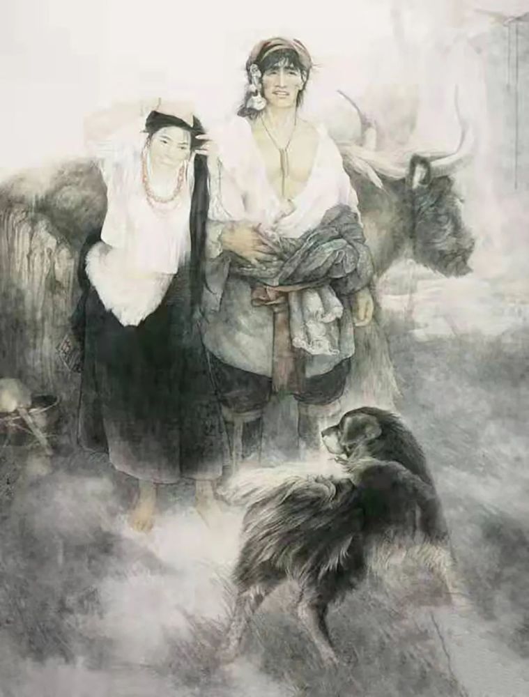 《水草地  吉祥云》2006年  纸本  243x183cm 荣获全国第六届工笔画大