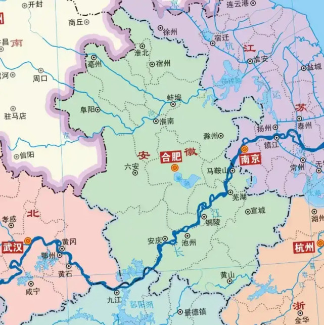 安徽省位于长江三角洲地区,东连江苏,西接河南,湖北,东南接浙江,南邻